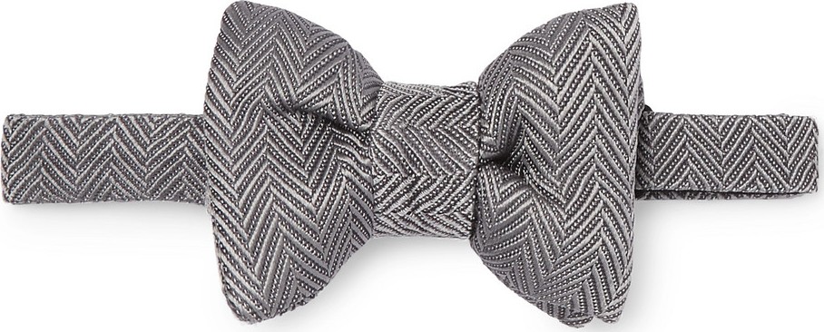 TOM FORD Pre-Tied Herringbone Silk and Cotton-Blend Bow Tie