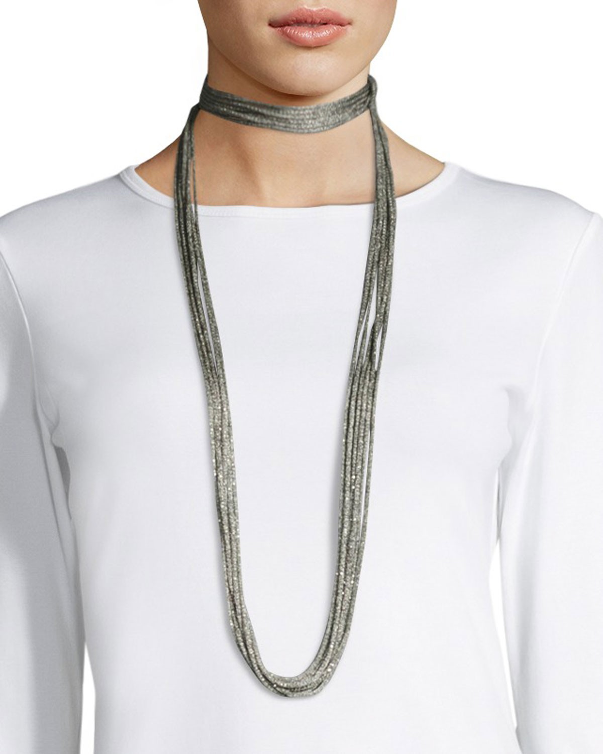 Lafayette 148 New York Tea Long Mesh Necklace, 18"