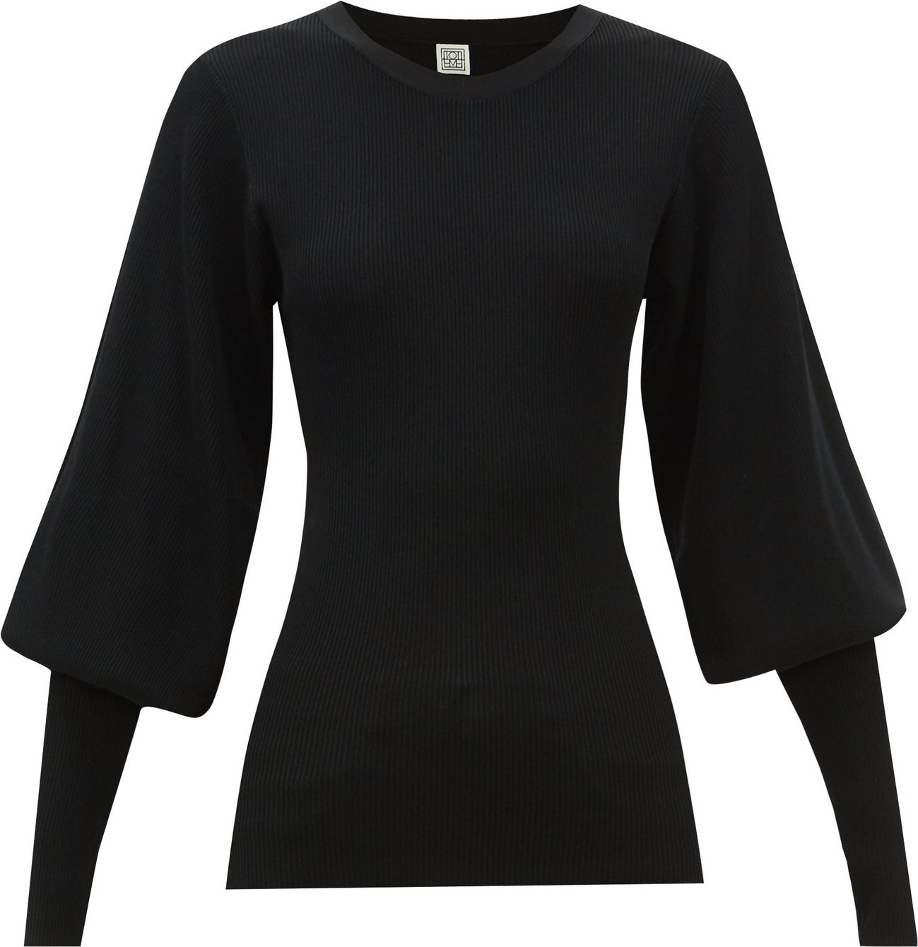Totême Vignola bishop-sleeve ribbed-knit sweater