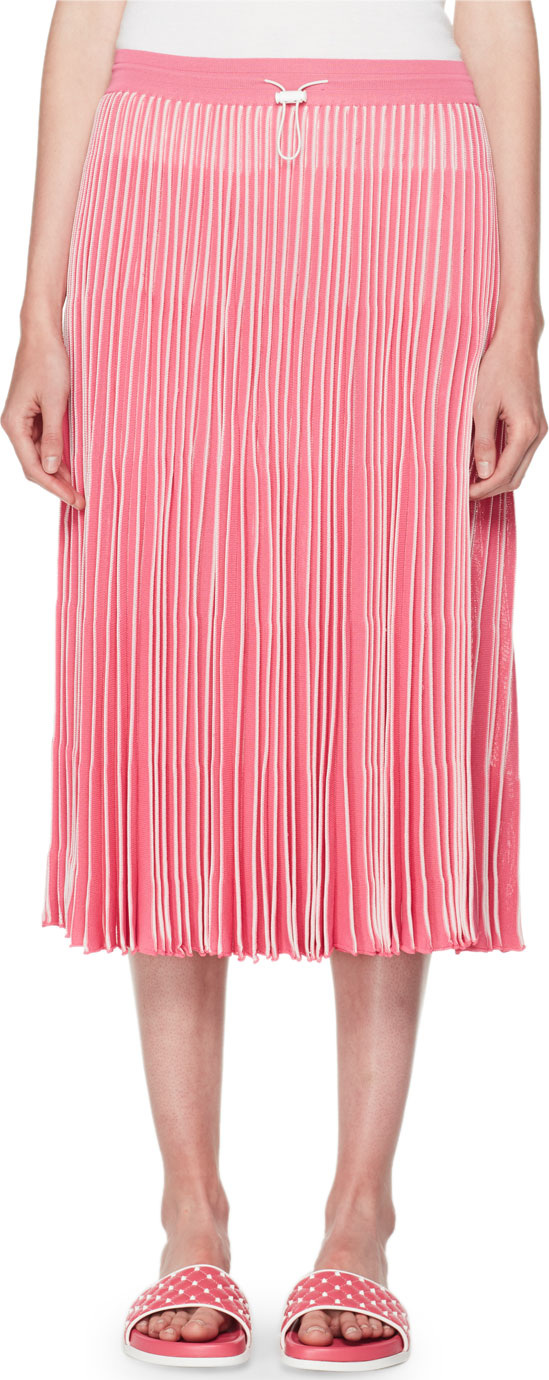 Valentino Pleated A-Line Pull-On Midi Skirt