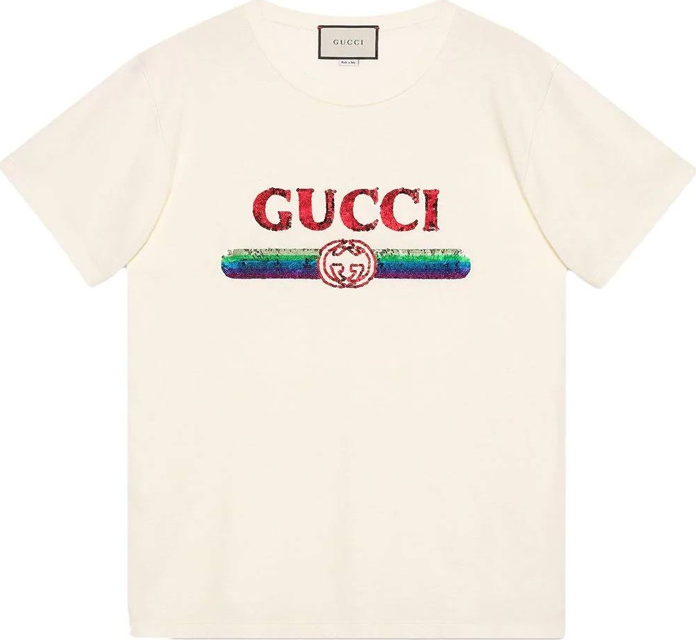Gucci Oversize T-shirt with sequin Gucci logo