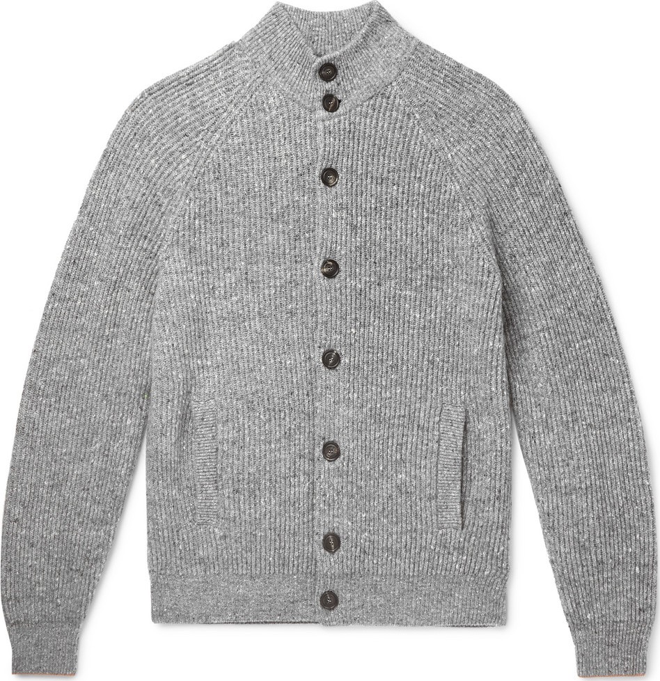Brunello Cucinelli Ribbed Mélange Virgin Wool-Blend Cardigan