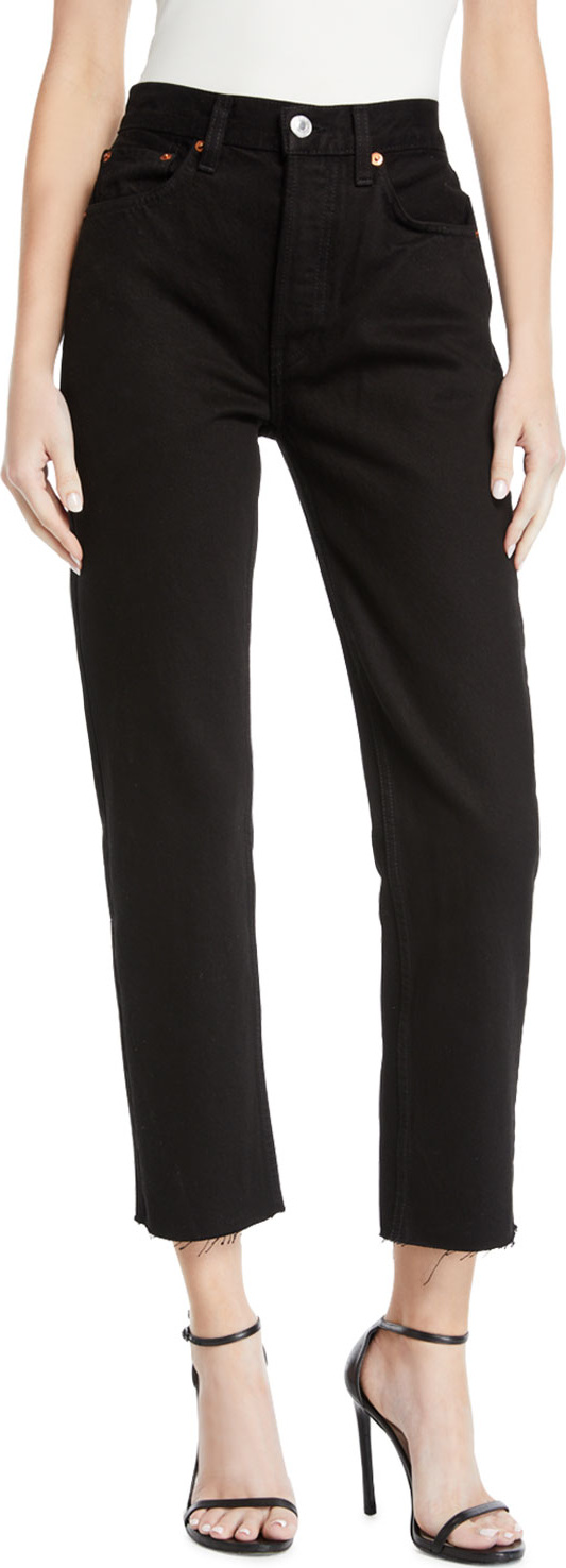 RE/DONE High-Rise Stovepipe Raw-Edge Cropped Jeans