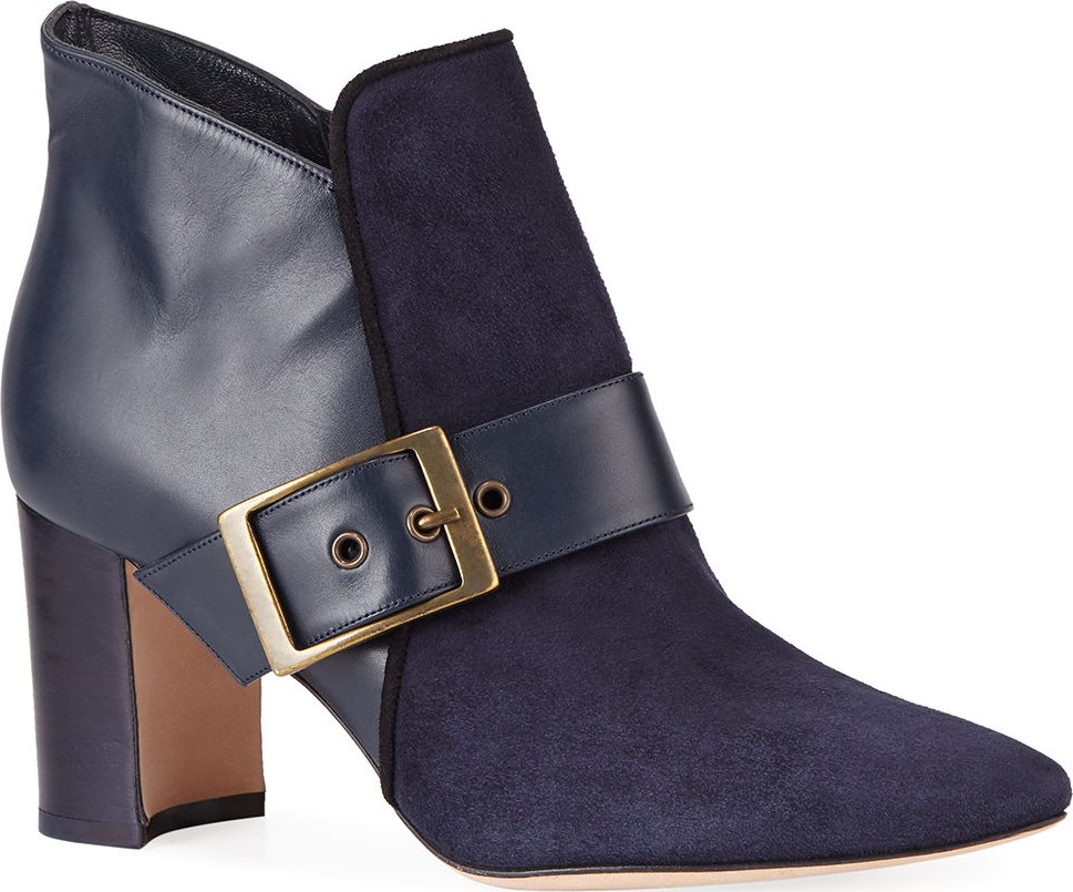 Manolo Blahnik Belinba Buckled Suede Ankle Booties