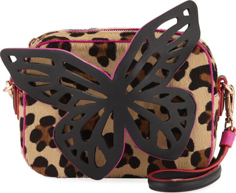 Sophia Webster Flossy Leopard-Print Butterfly Crossbody Bag