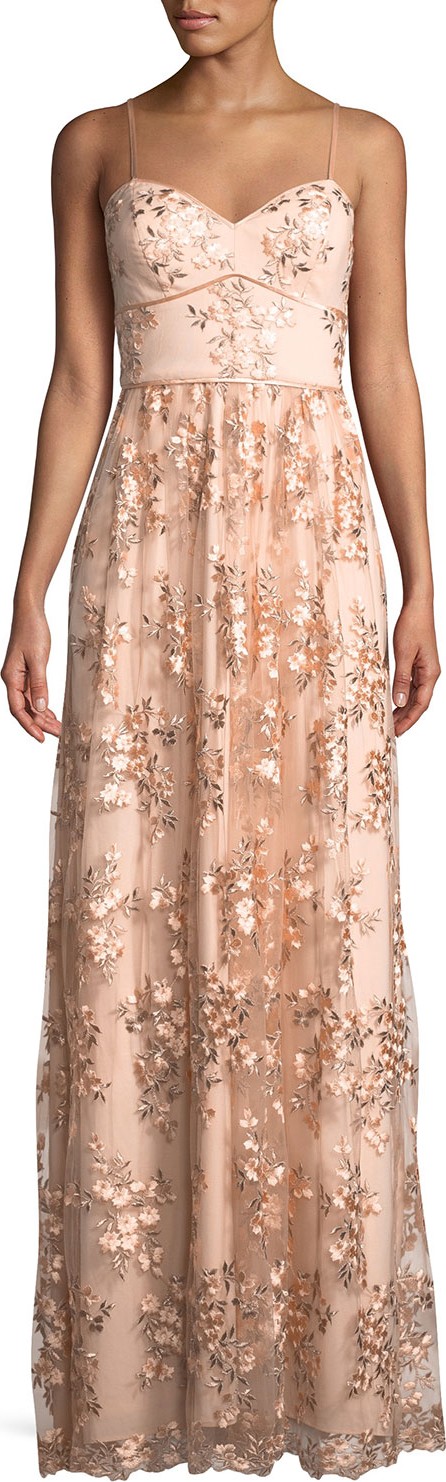 Aidan by Aidan Mattox Floral Embroidered Sweetheart Gown