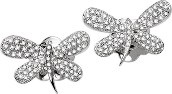 Staurino Fratelli 18k White Gold Diamond Dragonfly Stud Earrings