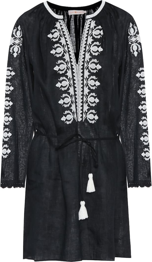 Tory Burch Embroidered linen minidress