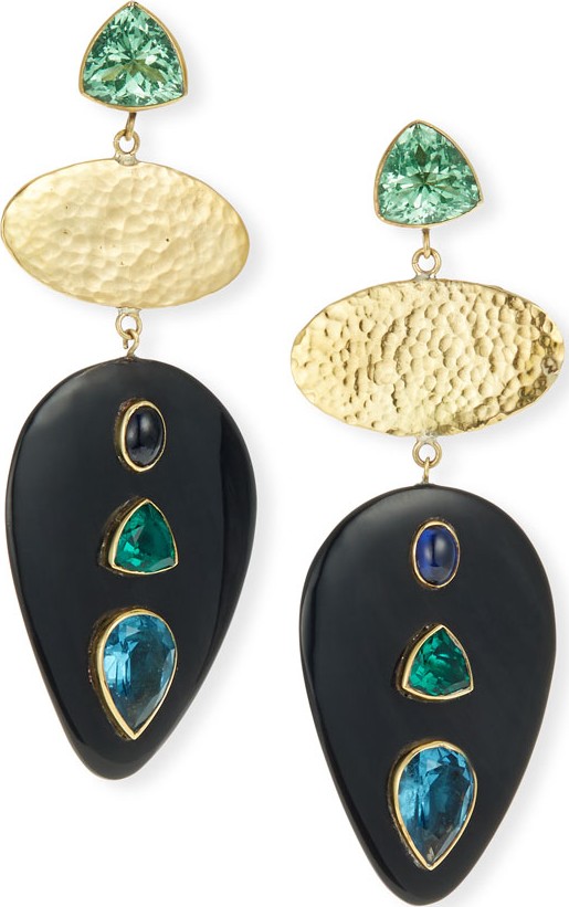 Ashley Pittman Dark Horn 3-Tier Drop Earrings