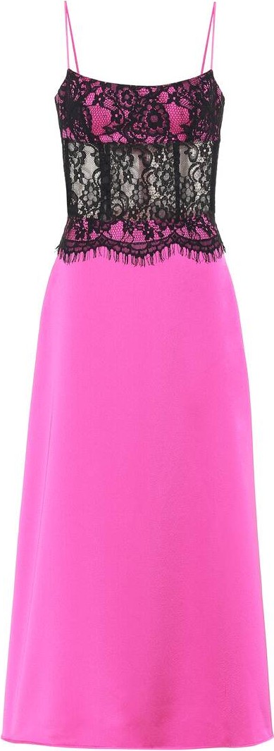 Rasario Lace and satin midi dress