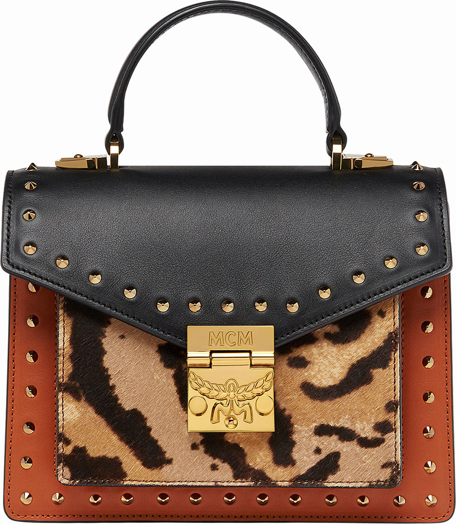 MCM Patricia Small Leopard Combo Satchel Bag