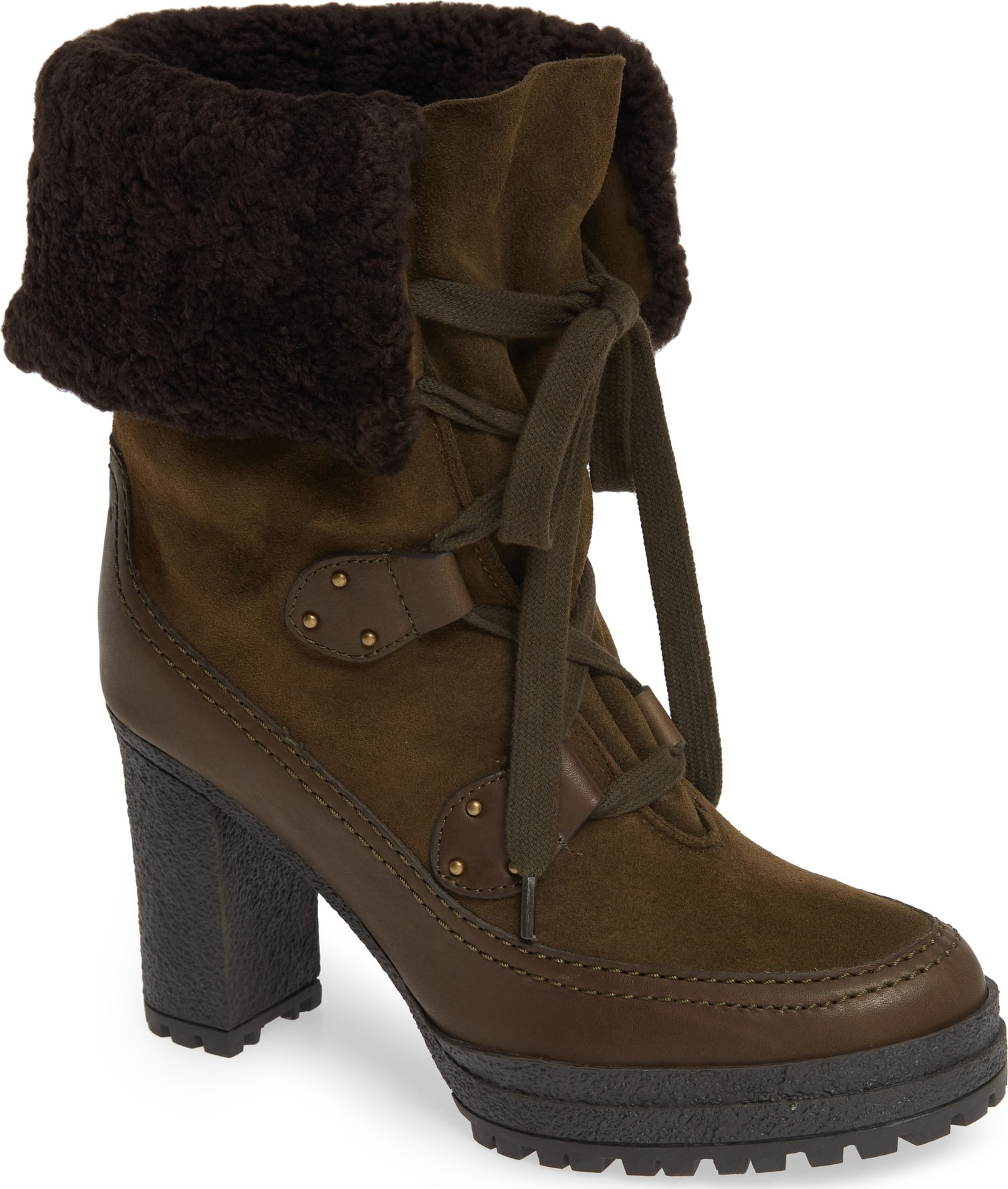 See By Chloé Verena Shearling Cuff Bootie