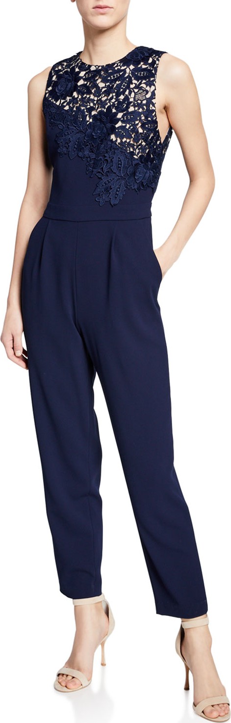 Alice + Olivia Jeri Crewneck Straight-Leg Jumpsuit
