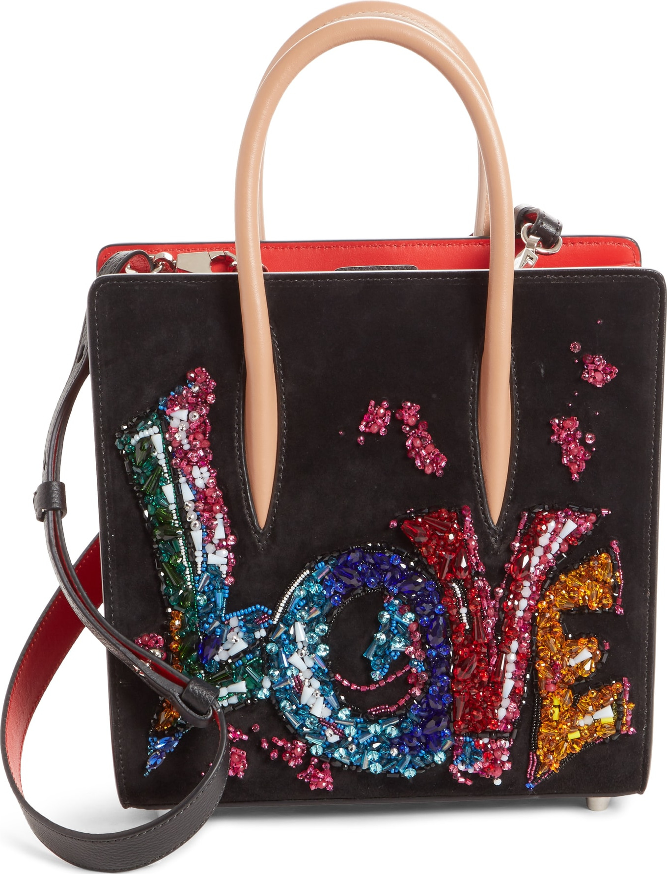 Christian Louboutin Small Paloma Love Beaded Leather Tote