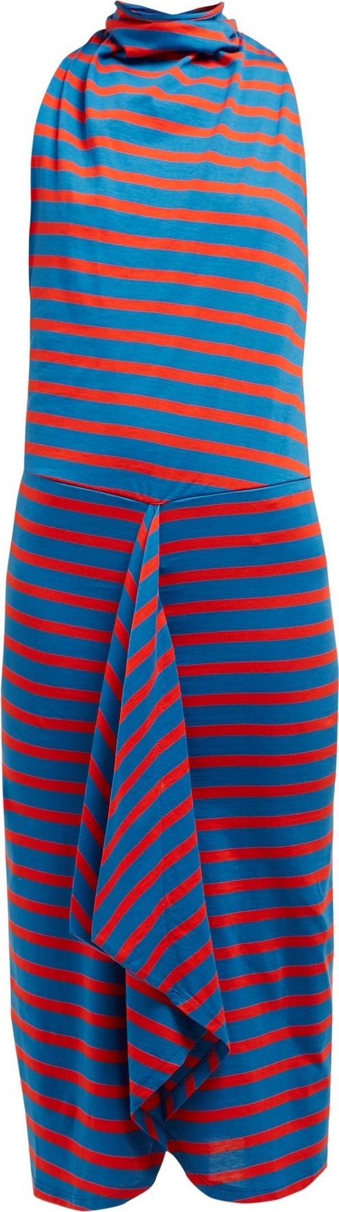 Atlein Striped cowl-neck cotton midi dress