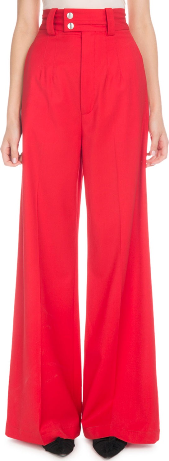 Proenza Schouler High-Waist Wide-Leg Stretch-Wool Pants