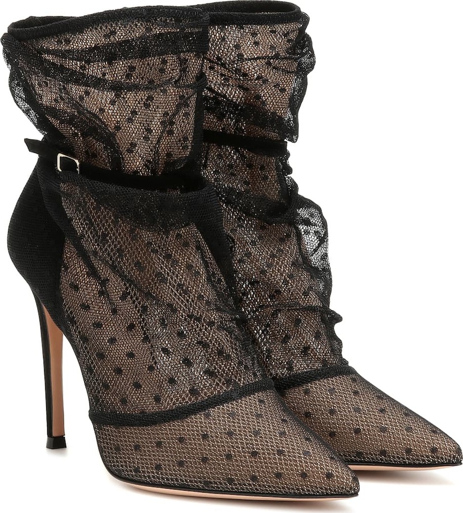 Gianvito Rossi Polka-dot lace ankle boots