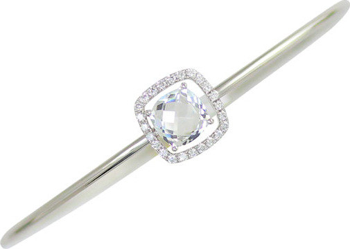 Frederic Sage 18k White Gold Diamond & Topaz Bangle Bracelet