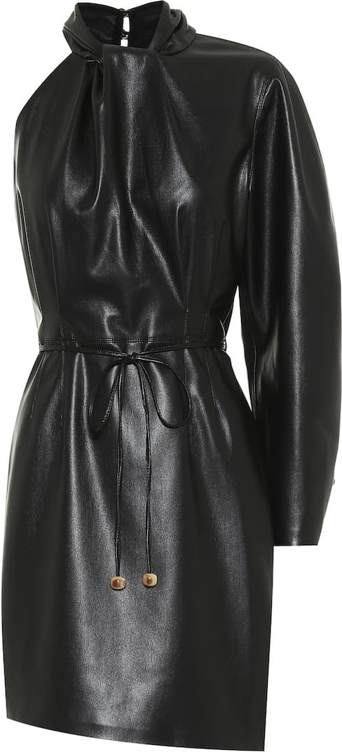 Nanushka Asymmetric faux-leather dress