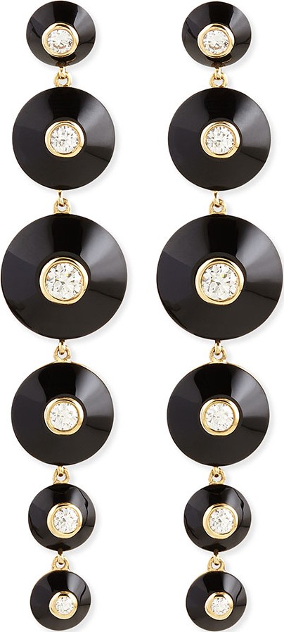 Maria Canale 18k Pyramide Onyx & Diamond Drop Earrings