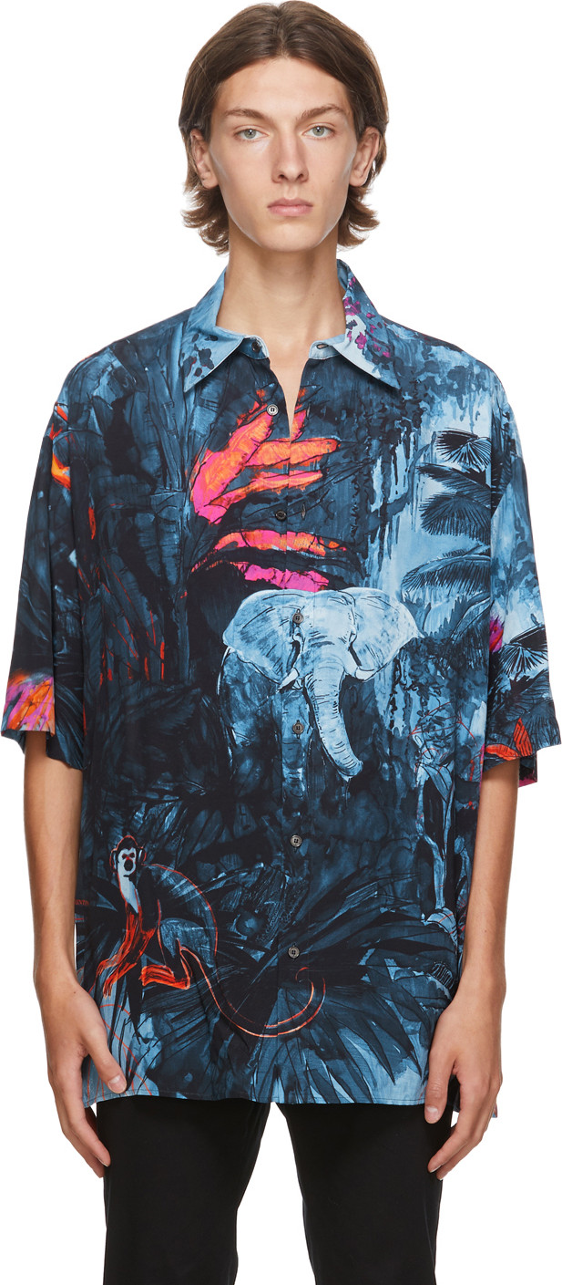 Valentino - Blue Mural Jungle Shirt
