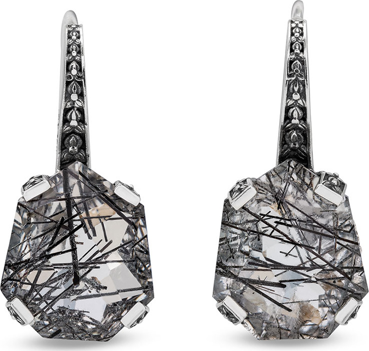 Stephen Dweck Galactical Drop Earrings in Black Agate
