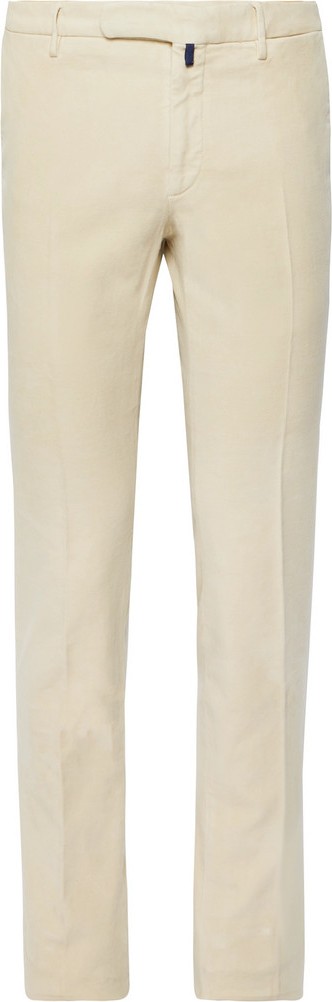 Incotex Slim-Fit Garment-Dyed Stretch-Cotton Moleskin Trousers