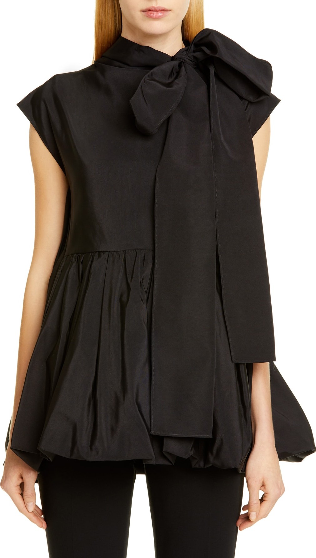 Valentino Bubble Hem Tie Neck Top