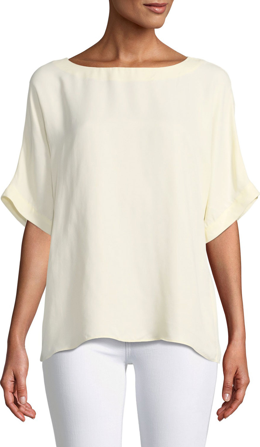 Tibi Short-Sleeve Crewneck Easy Top