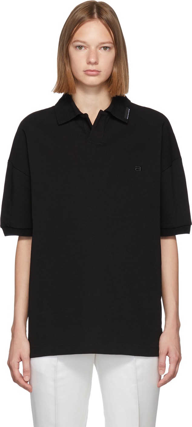 Alexander Wang Black Oversized Heavy Compact Polo