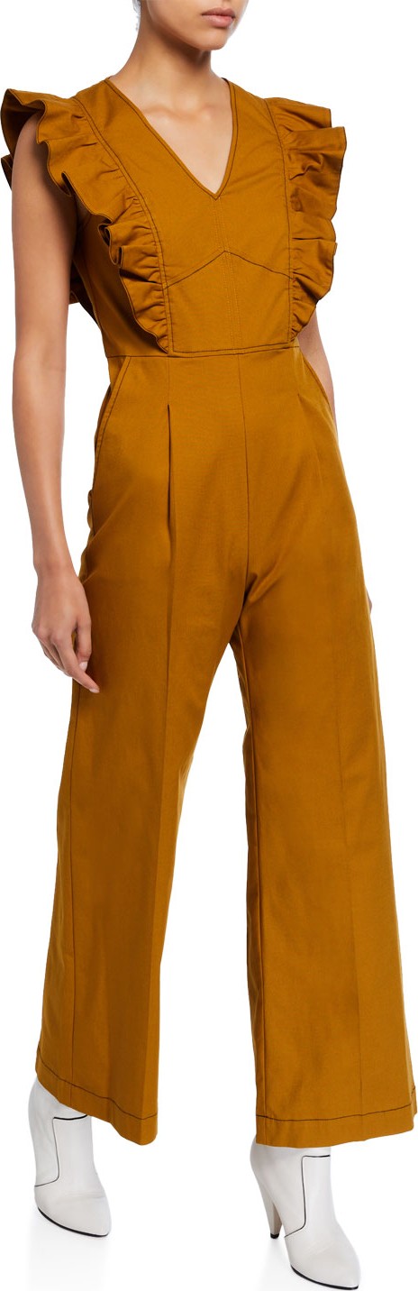 SEA Stevie Ruffled Wide-Leg Jumpsuit