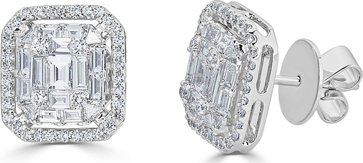 ZYDO 18k Mosaic Mixed-Cut Diamond Stud Earrings