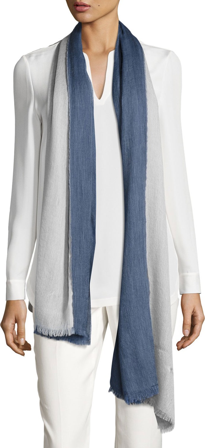 Loro Piana Aylit® Pure Cashmere & Silk Gauze Stole, Denim Blue