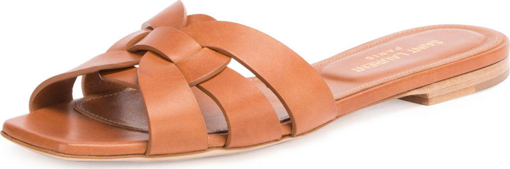 Saint Laurent Woven Leather Sandal Slide