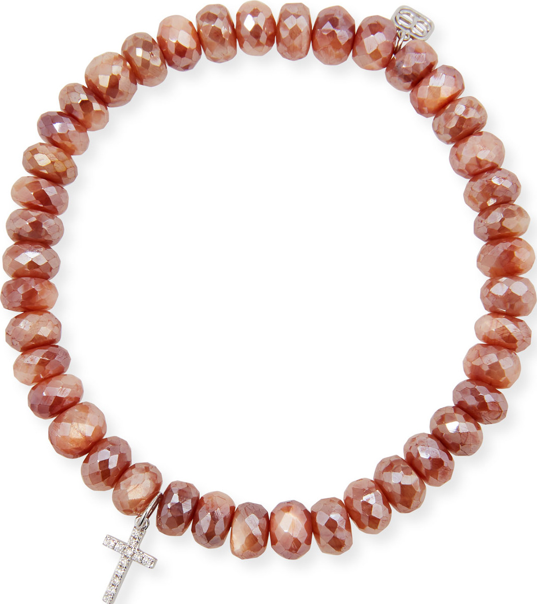 Sydney Evan 14k Moonstone & Cross Charm Bracelet