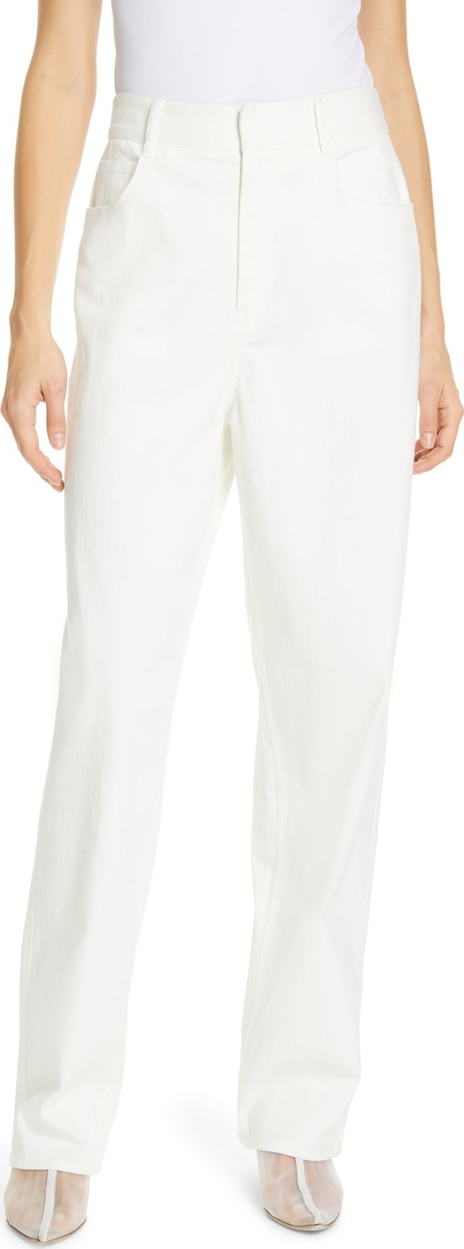 Tibi High Waist Straight Leg Denim Pants