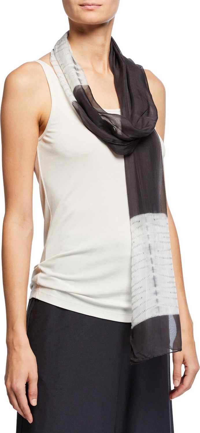 Eileen Fisher Shibori Bands Silk Scarf