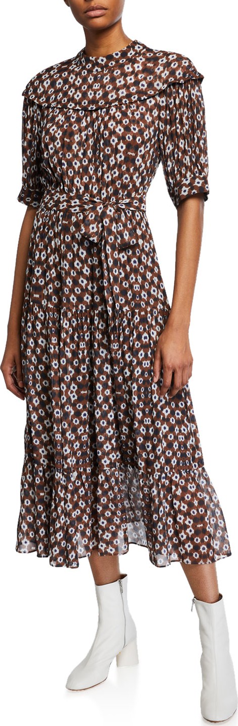 SEA Alha Sash-Waist Tiered Dress