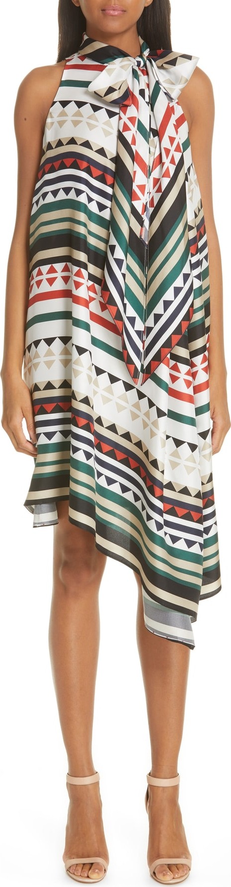 Oscar De La Renta Print Handkerchief Hem Dress