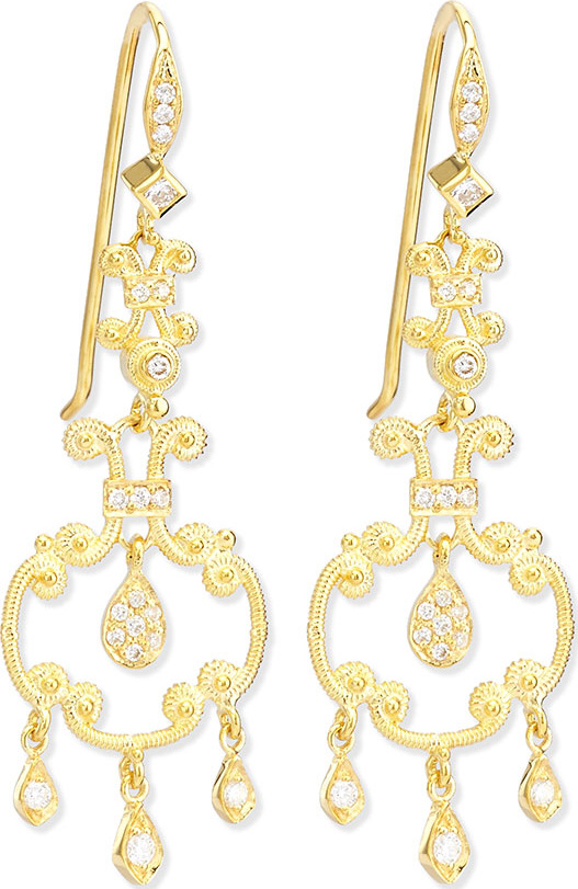 Eli Jewels Aegean Collection 18k Diamond Open-Drop Earrings