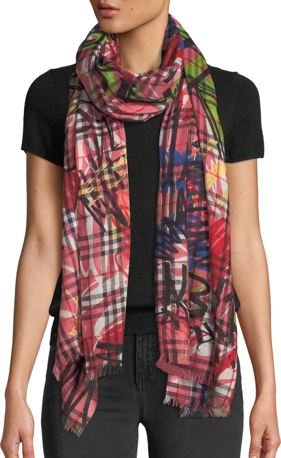 Burberry London England Vintage Check Printed Gauze Scarf