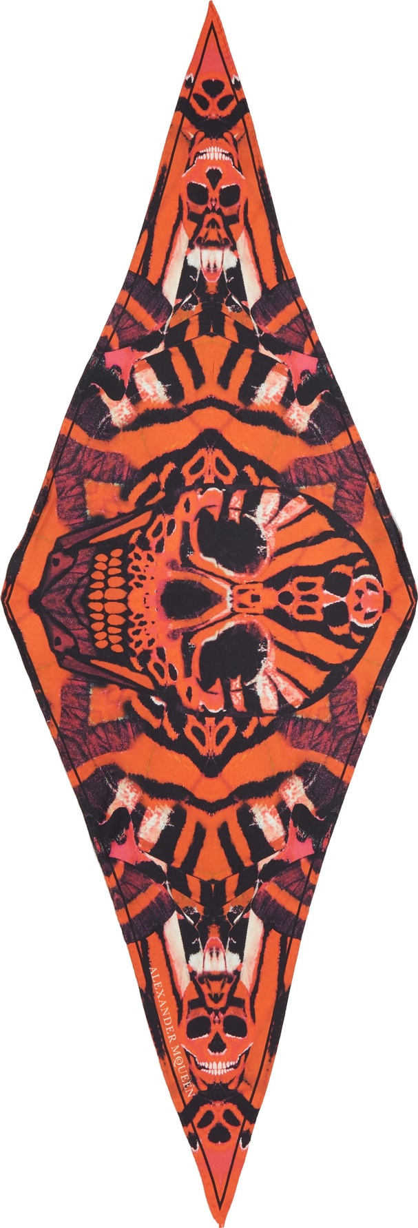 Alexander McQueen Skull & Tiger Moth Print Silk Twill Scarf