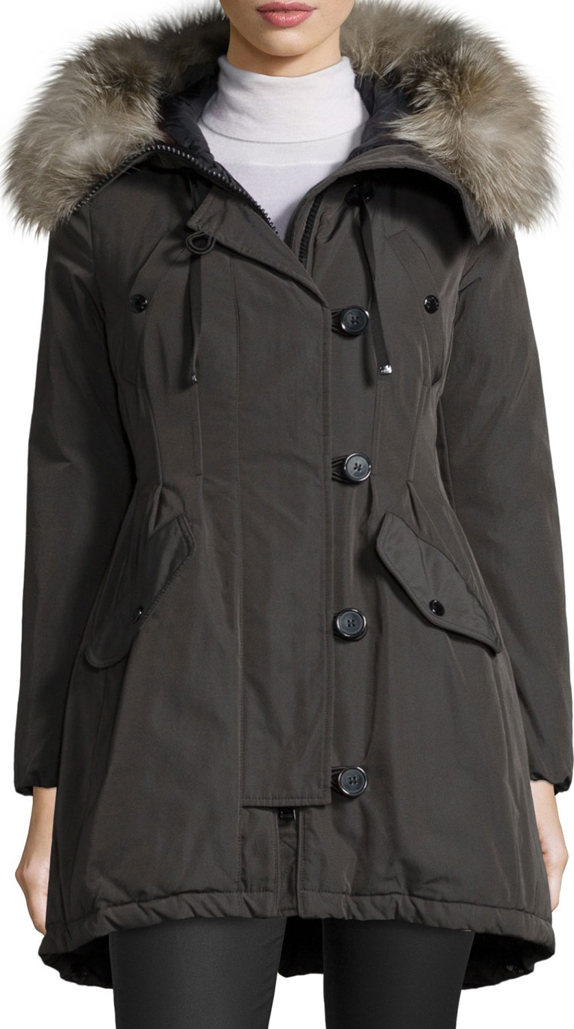 Moncler Arriette Fur-Trim Puffer Coat