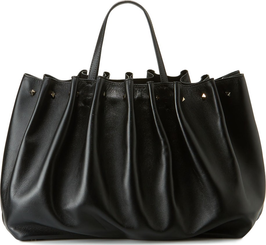 Valentino Bloomy Gathered Calf Leather Tote Bag