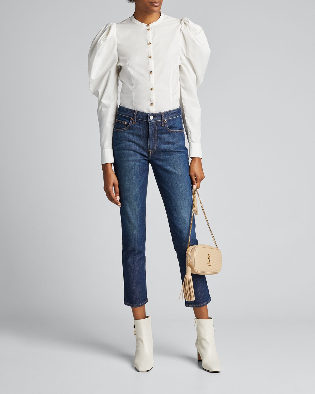 Ulla Johnson Willa Structured Puff-Sleeve Blouse