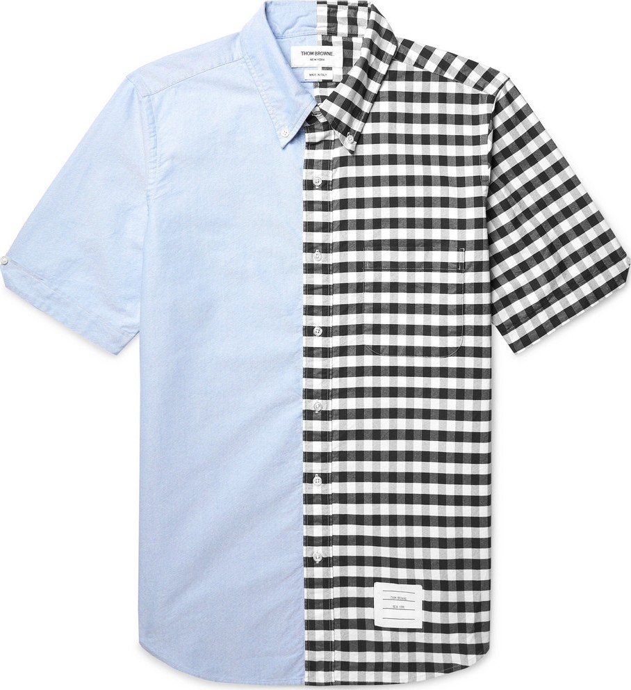 Thom Browne Slim-Fit Button-Down Collar Panelled Cotton Oxford Shirt