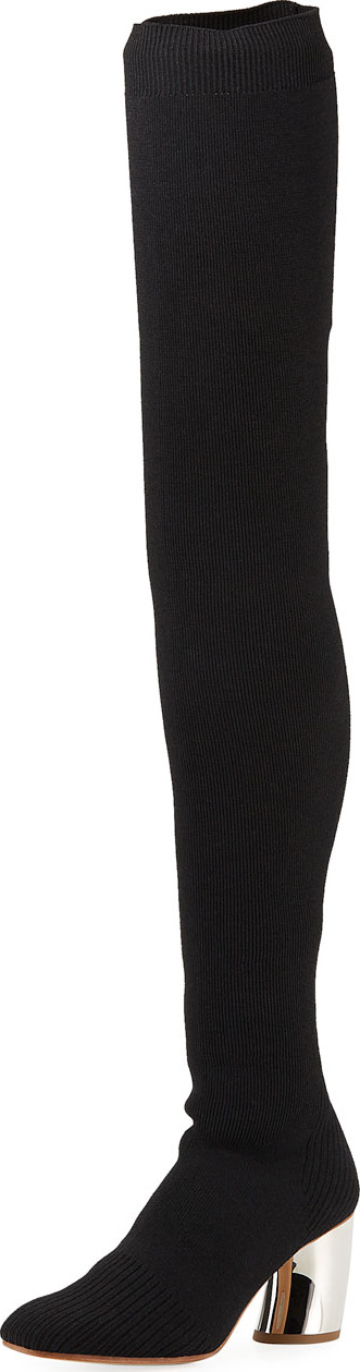 Proenza Schouler Lamy Knit Over-The-Knee Boots with Metal Heel