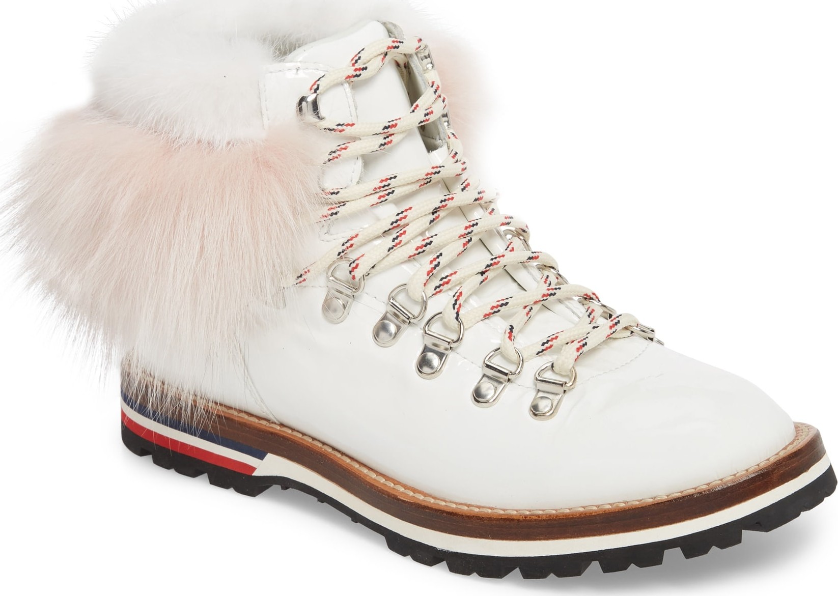 Moncler Solange Hiker Boot with Genuine Mink Fur & Fox Fur Trim