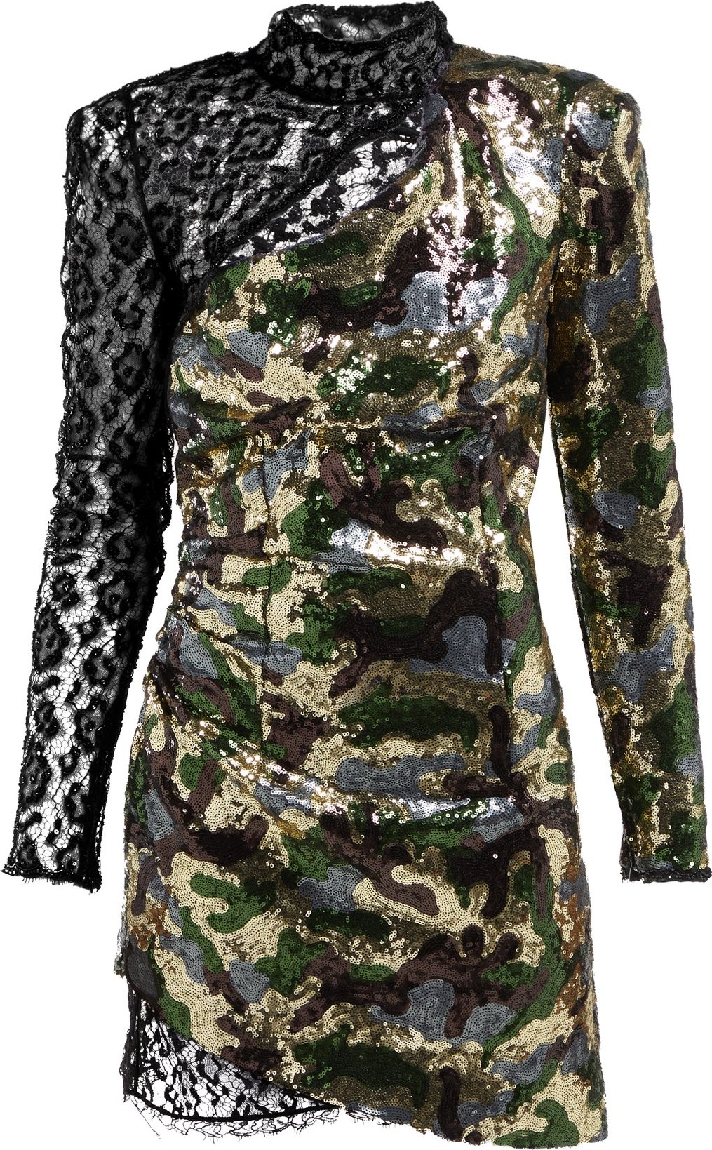 Dundas Camouflage and leopard-lace sequinned mini dress