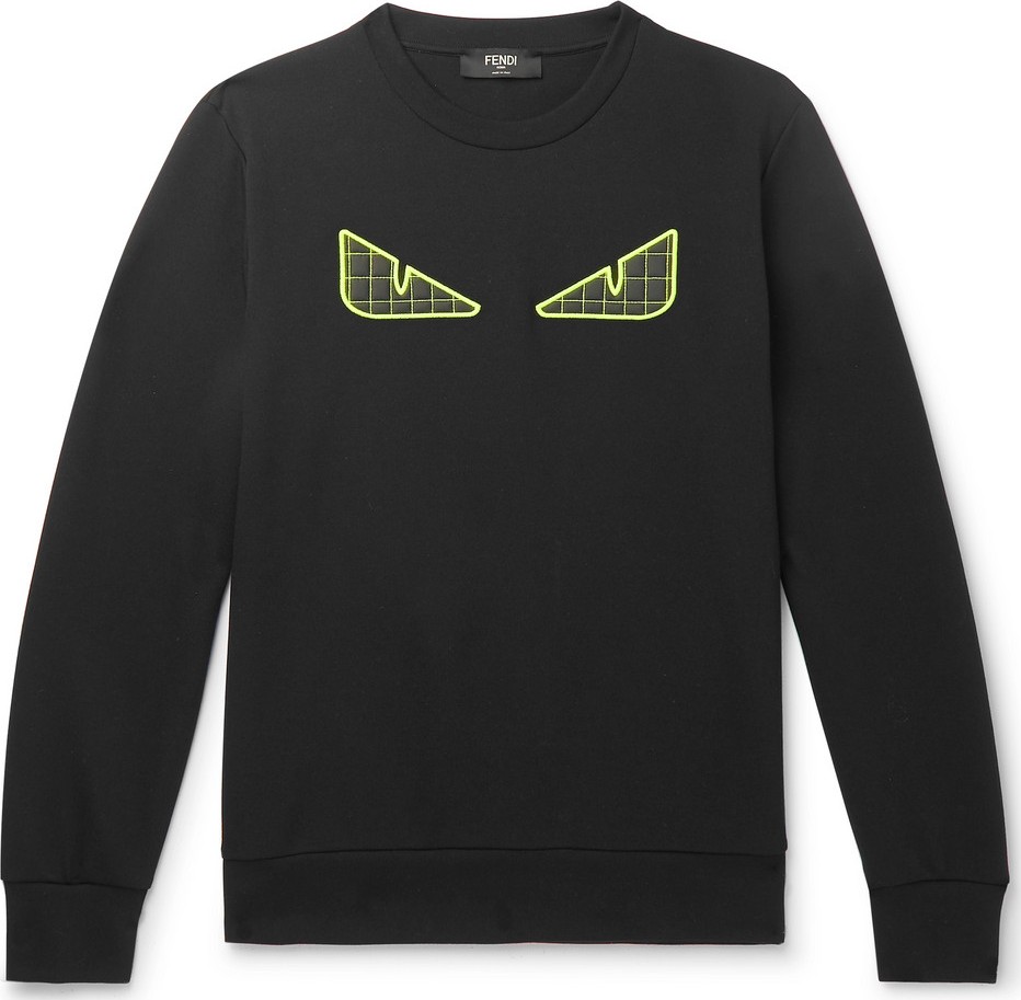 Fendi Appliquéd Cotton-Blend Tech-Jersey Sweatshirt